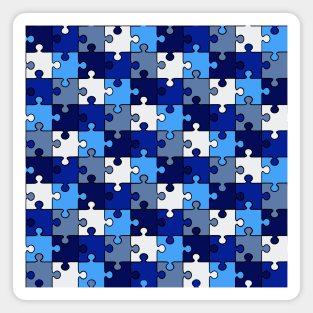 Blue and white puzzle design Magnet